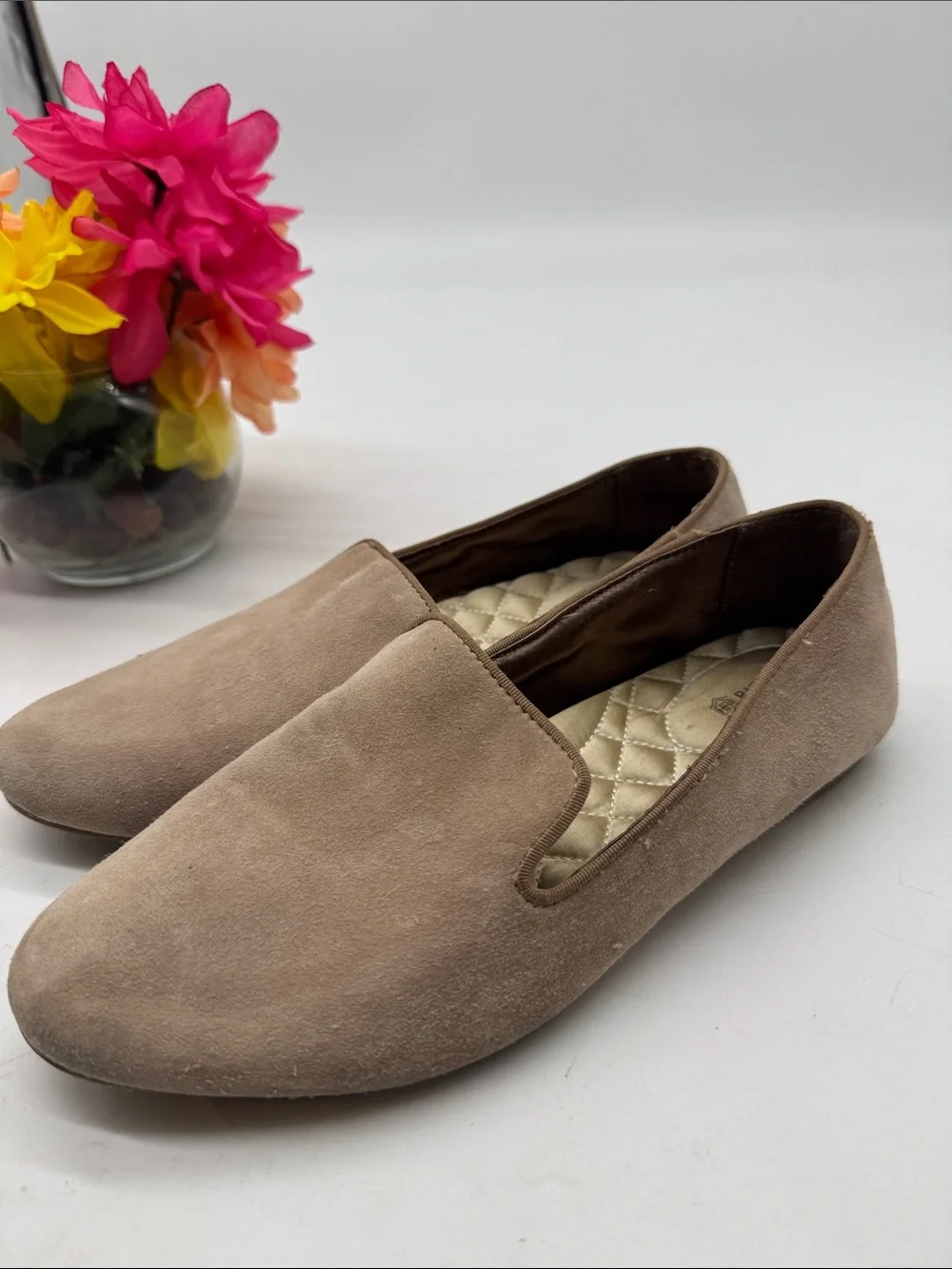 Birdies Slip-On Suede Loafers in Taupe MCL10137